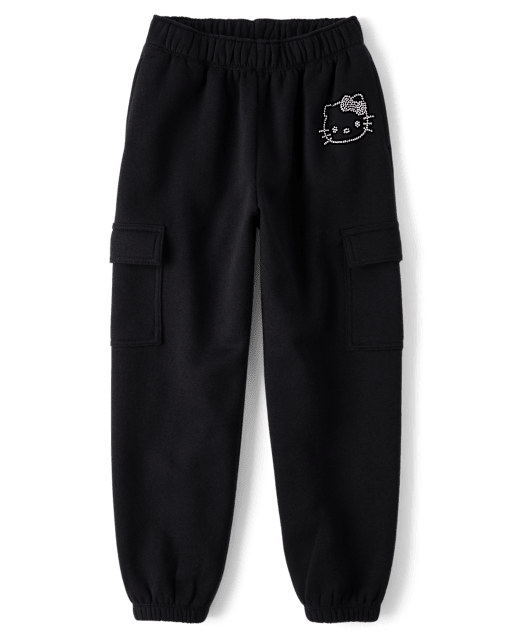 Girls Hello Kitty® Rhinestone Premium Fleece Cargo Jogger Pants
