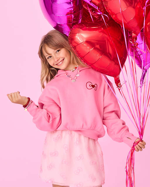 Girls Hello KittyÂ® Embellished Premium Fleece Hoodie