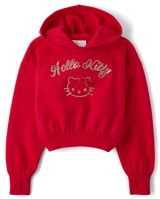 Girls Hello KittyÂ® Embellished Premium Fleece Hoodie