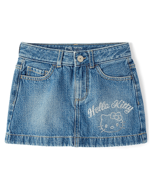 Girls Hello Kitty® Rhinestone Denim Skirt