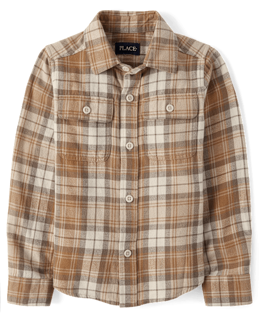 Boys Plaid Flannel Button Up Shirt
