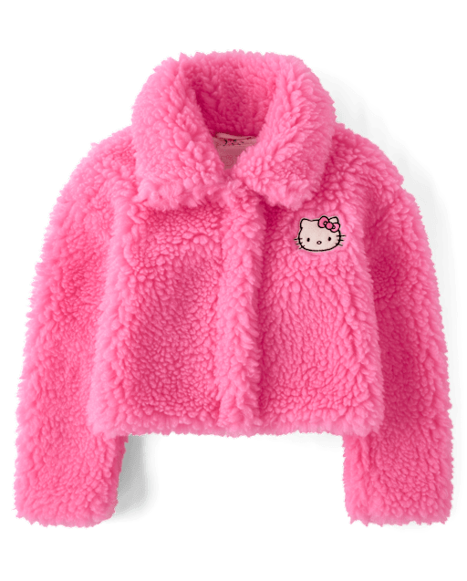 Girls Hello KittyÂ® Applique Sherpa Jacket