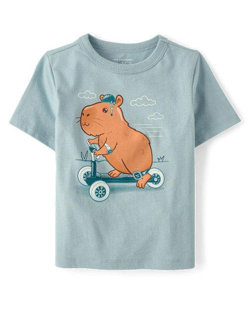 Baby And Toddler Boys Capybara Scooter Graphic Tee