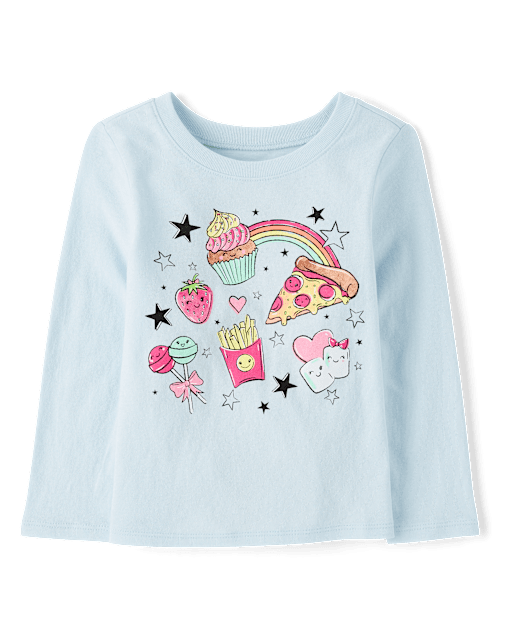 T-shirt graphique pour bébés et petites filles avec motif de collations