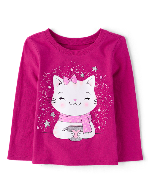Baby And Toddler Girls Cat Cocoa Graphic Tee