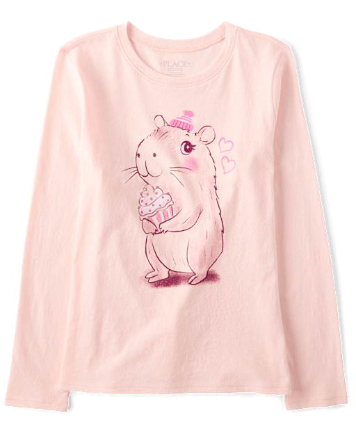 Girls Cupcake Capybara Graphic Tee