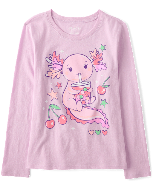 Girls Axolotl Doodles Graphic Tee