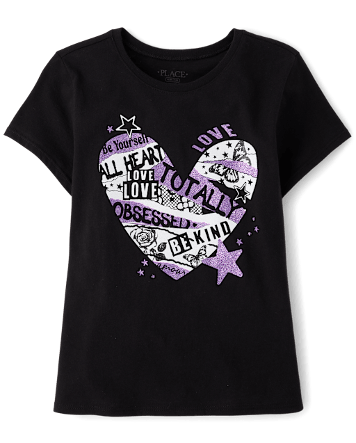 Girls Graffiti Heart Graphic Tee