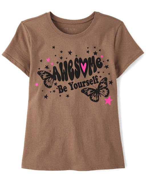 Girls Be Yourself Butterfly Graphic Tee