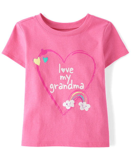 Baby And Toddler Girls Love My Grandma Graphic Tee