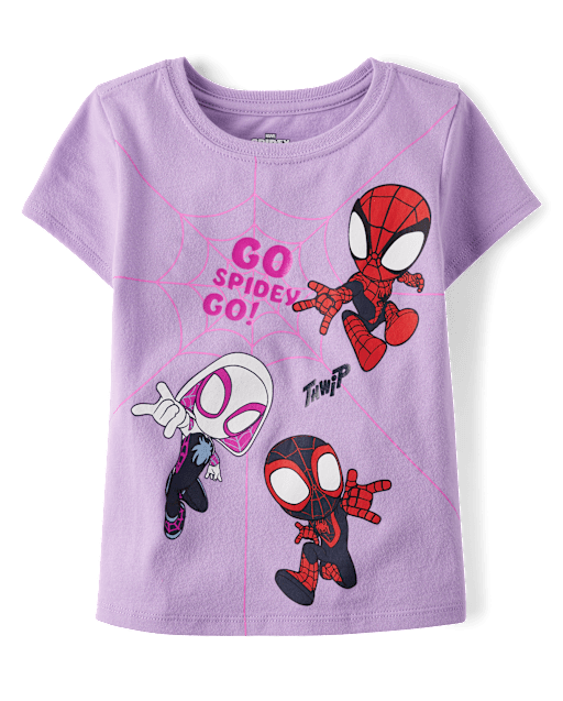 Baby And Toddler Girls Spidey And Friends™ Metallic Graphic Tee