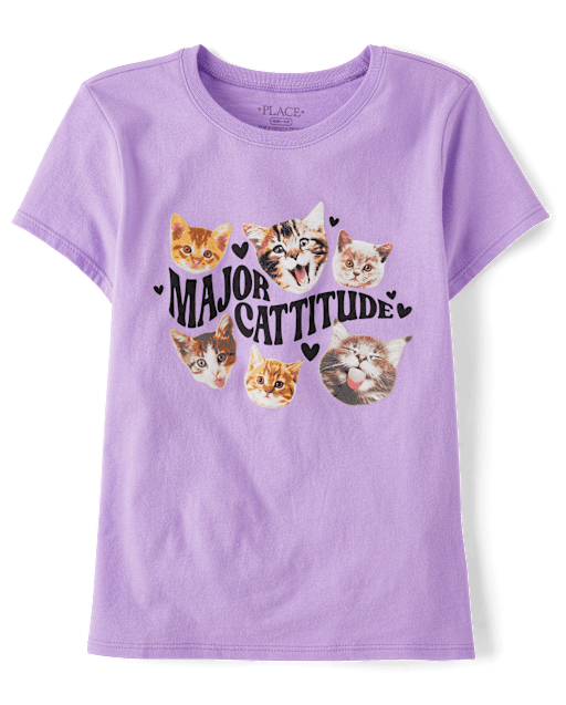 Girls Major Cattitude Graphic Tee