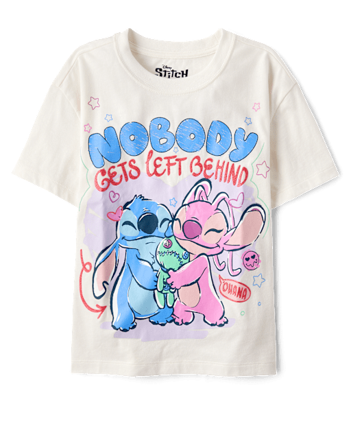 Girls Stitch™ Nobody Gets Left Behind Glitter Oversized Graphic Tee