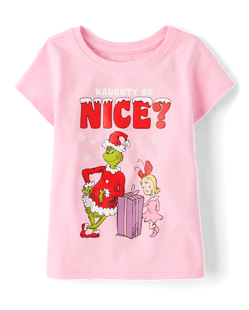 Baby And Toddler Girls Dr. Seuss The Grinch Nice Christmas Graphic Tee