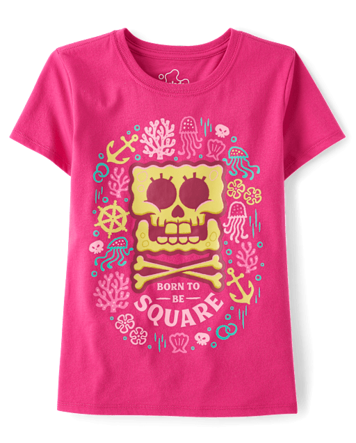 Girls SpongeBob SquarePantsâ¢ Skull And Crossbones Graphic Tee