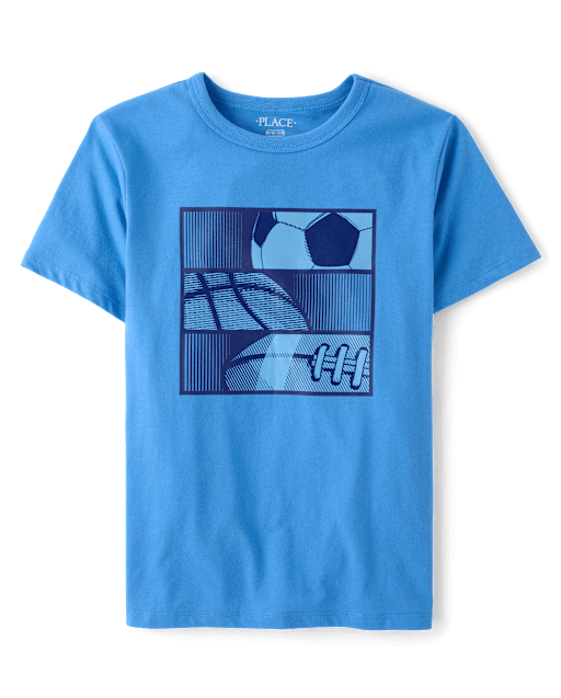 Boys Sports Balls Puff Print Graphic Tee