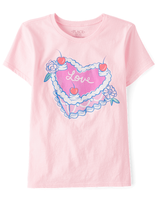 Girls Sweet Heart Cake Graphic Tee