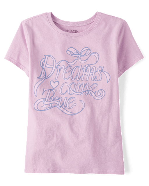 Girls Dreams Come True Ribbon Graphic Tee