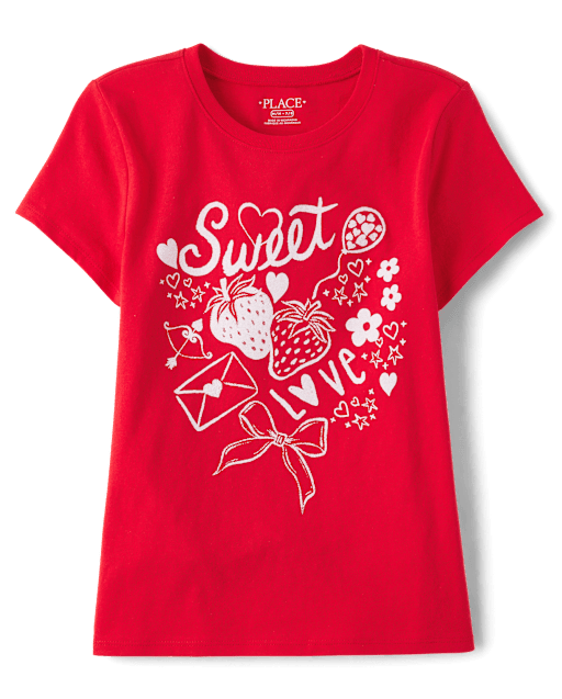 Girls Valentine's Day Sweet Doodles Graphic Tee