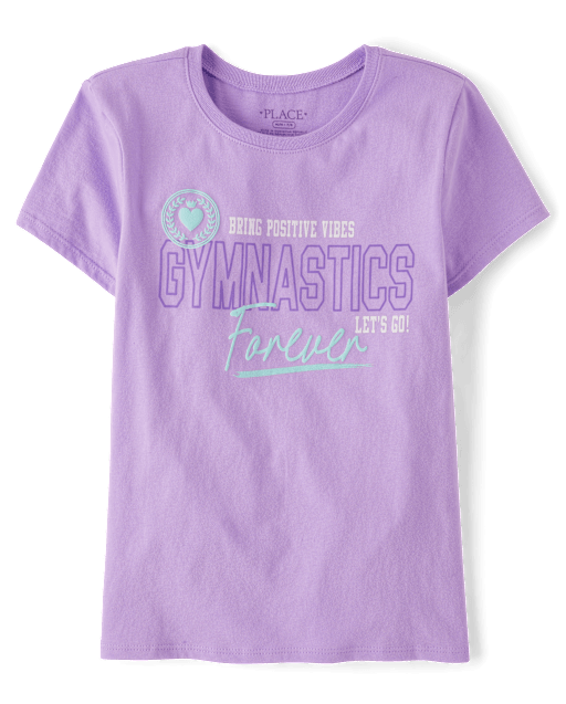 Girls Gymnastics Forever Puff Print Graphic Tee