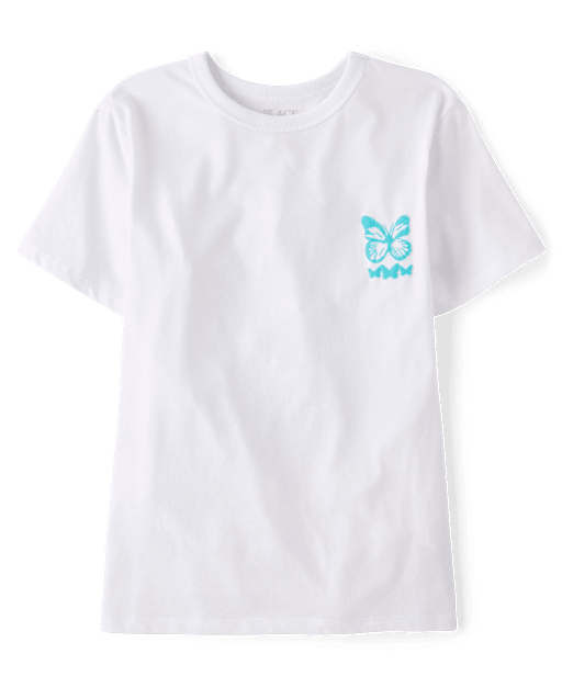 Girls Dreamer Butterfly Puff Print Front And Back Oversized Graphic Tee