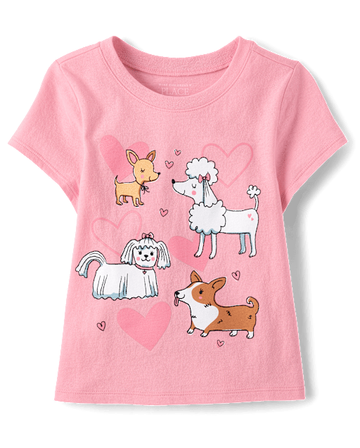 Baby And Toddler Girls Dog Friends Graphic Tee
