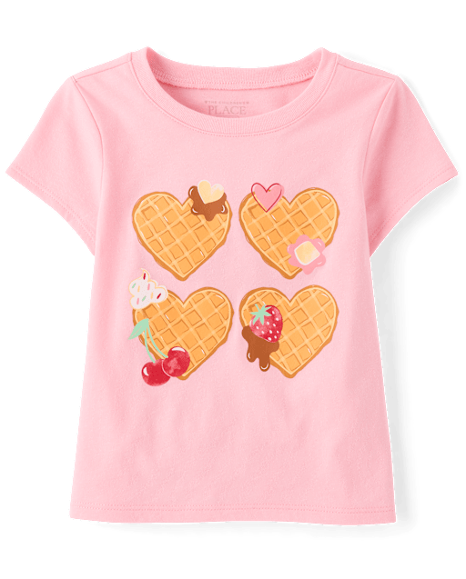 Baby And Toddler Girls Heart Waffles Graphic Tee