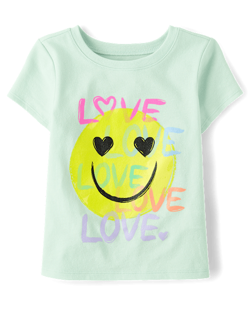 Baby And Toddler Girls Emoji Love Graphic Tee