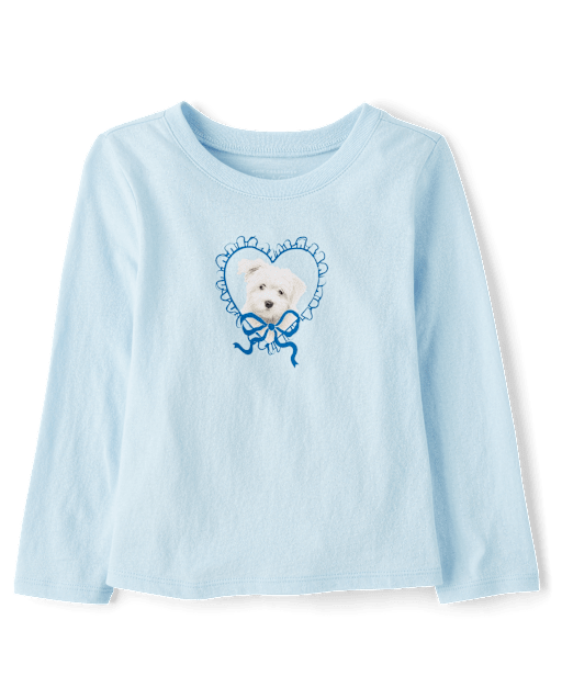 Baby And Toddler Girls Dog Heart Graphic Tee