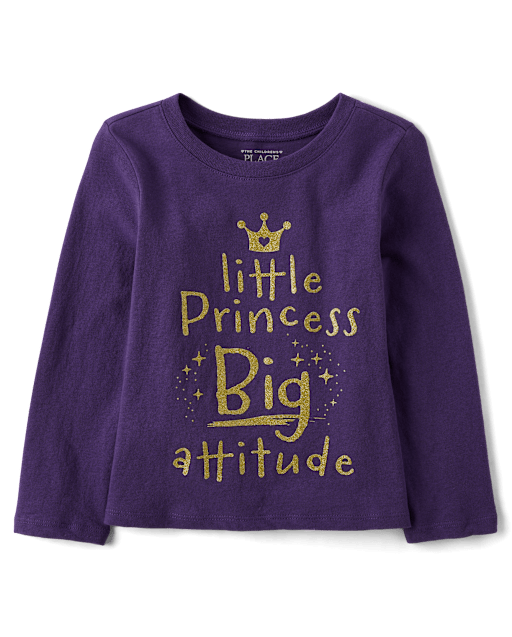 Baby And Toddler Girls Little Princess Big Attitude Graphic Tee
