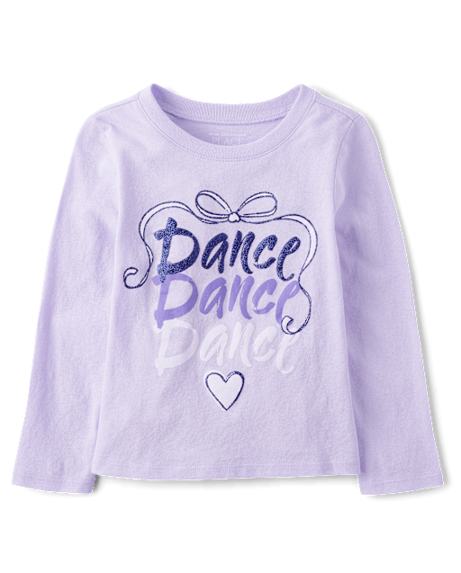 Baby And Toddler Girls Dance Glitter Graphic Tee