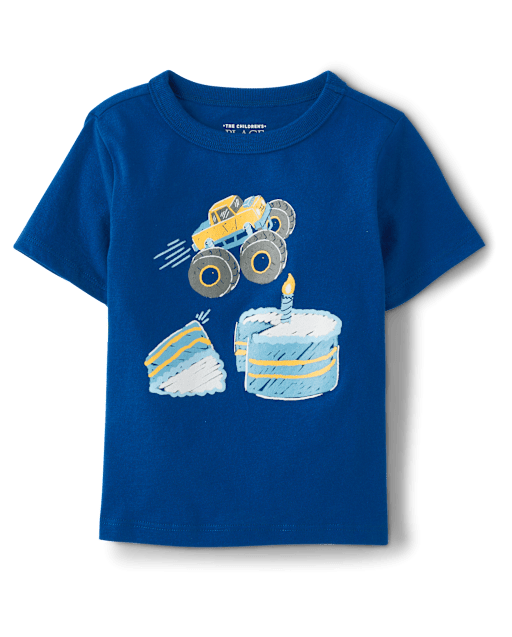 Baby And Toddler Boys Birthday Monster Truck Graphic Tee