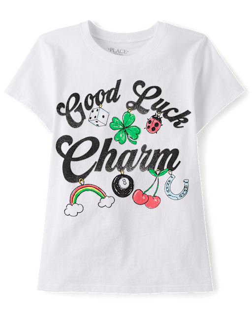 Girls St. Patrick's Day Good Luck Charm Graphic Tee