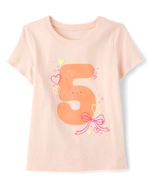 Baby And Toddler Girls 5 Birthday Graphic Tee
