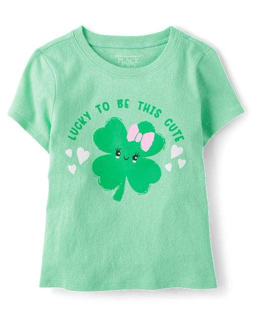 Baby And Toddler Girls St. Patrick's Day Cute Clover Graphic Tee