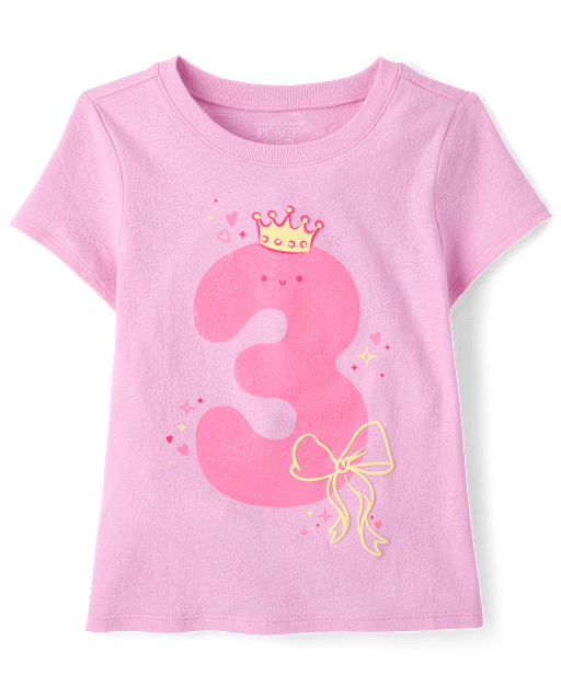 Baby And Toddler Girls 3 Birthday Graphic Tee