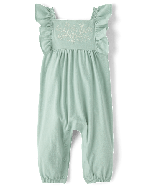 Baby Girls Embroidered Flutter Romper