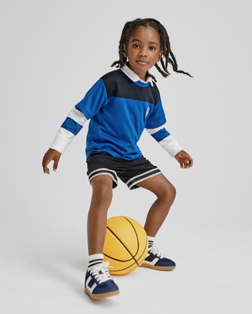 Boys Quick Dry Contrast Hem Mesh Active Shorts