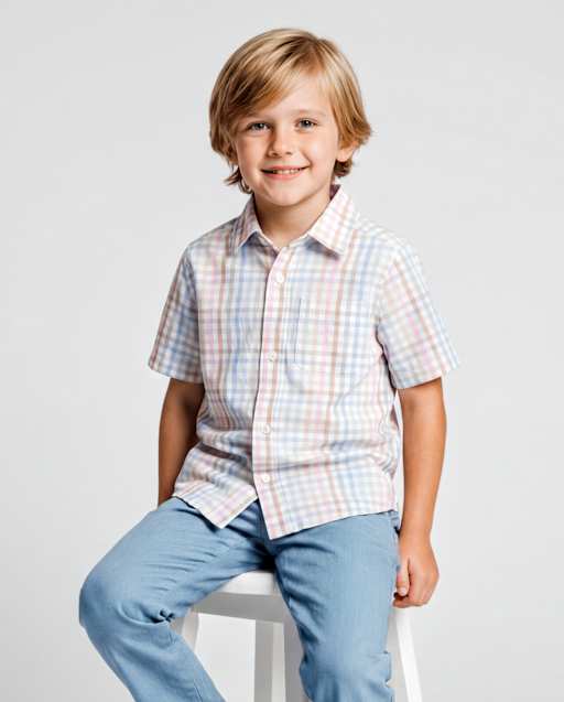 Boys Gingham Poplin Button Up Shirt