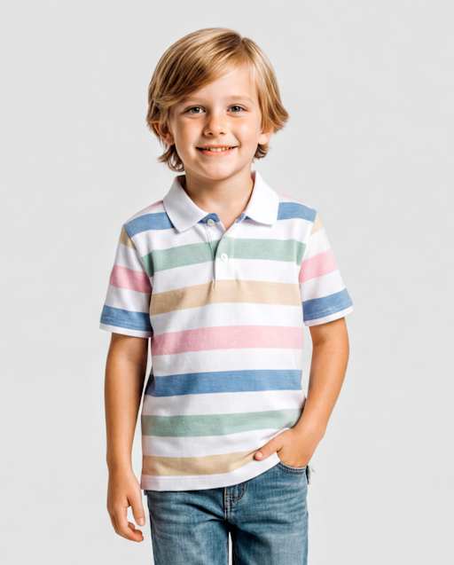 Boys Striped Soft Pique Polo