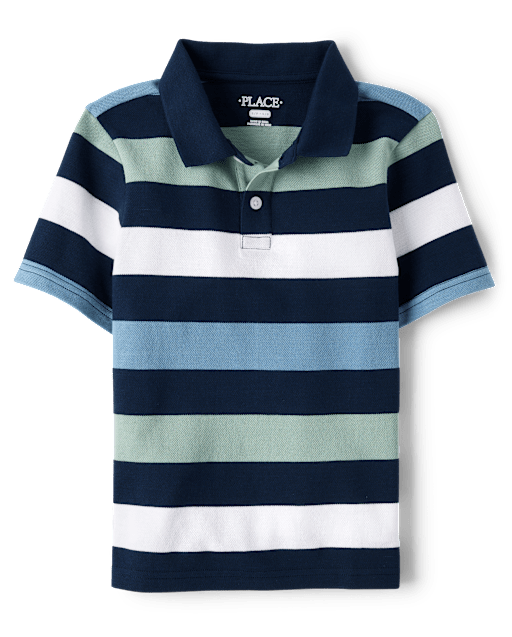 Boys Striped Soft Pique Polo