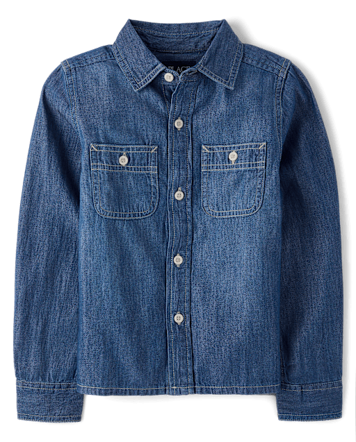Boys Chambray Button Up Shirt