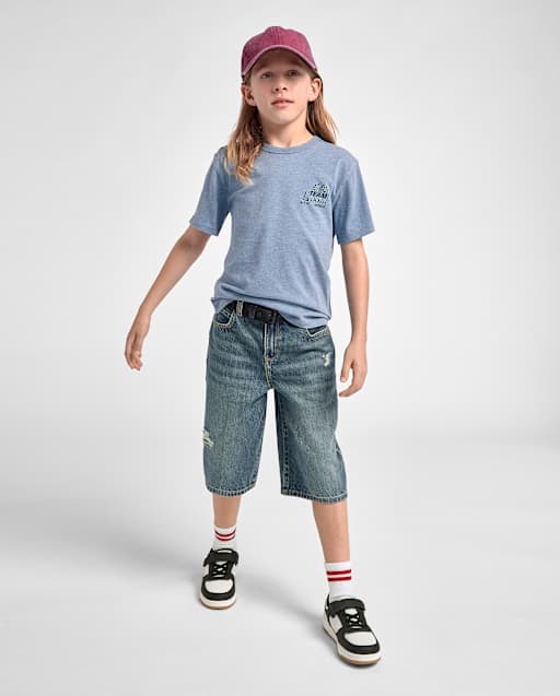 Short en jean déchiré et ample pour enfants
