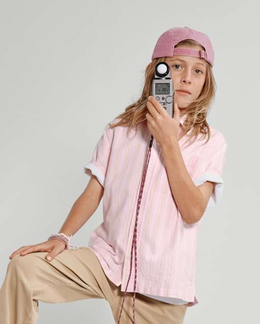 Boys Striped Oxford Button Up Shirt