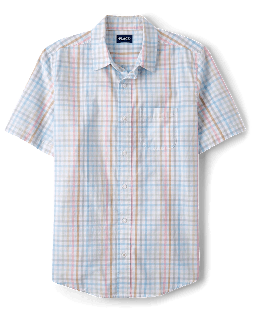 Mens Dad And Me Gingham Poplin Button Up Shirt