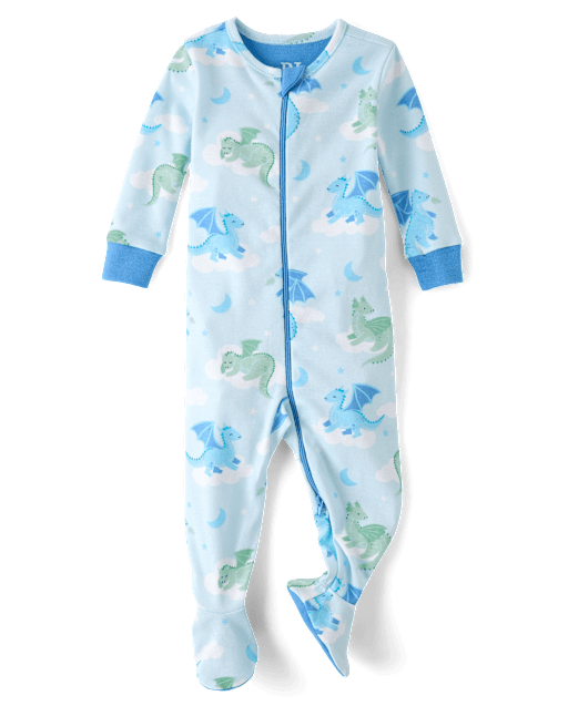 Baby And Toddler Boys Dragon Snug Fit Cotton Footed One Piece Pajamas