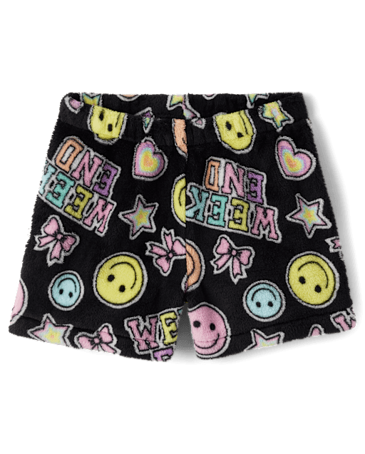Short de pyjama fille à écussons en fausse fourrure - Polaire douce