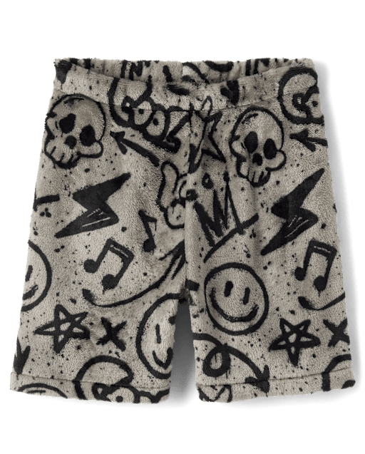 Boys Graffiti Pajama Shorts - Cozy Fleece