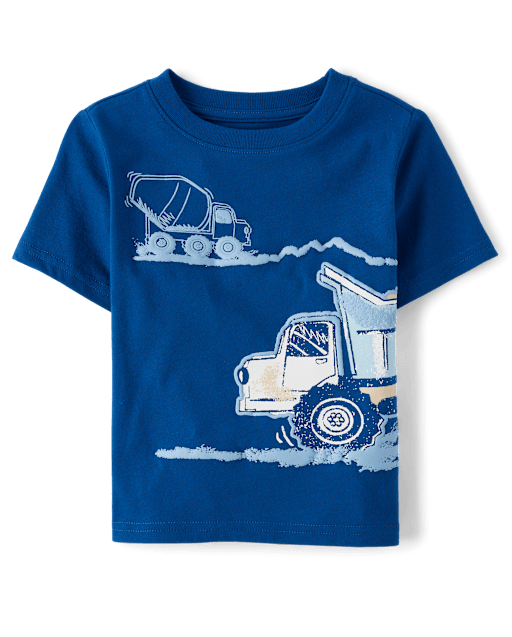 Baby And Toddler Boys Puff Print Construction Vehicle Tee