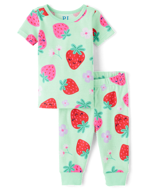 Baby And Toddler Girls Strawberry Snug Fit Cotton Pajamas